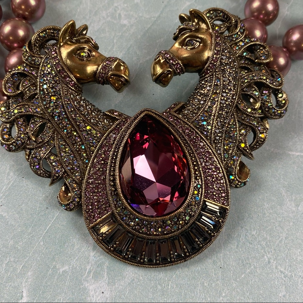 Heidi Daus Off to the Races horse necklace pink